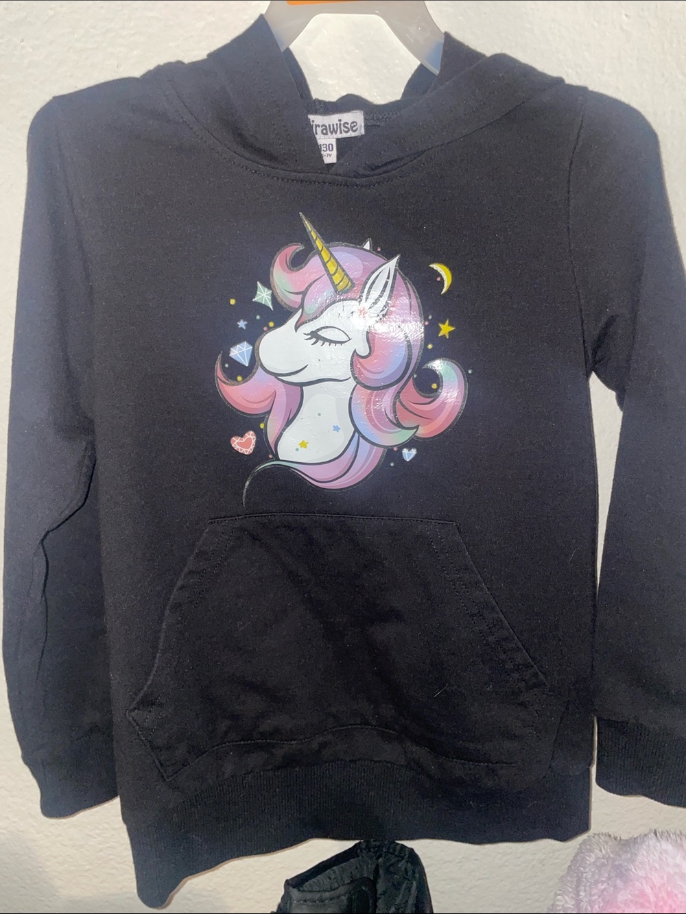 Cat & Jack Black Hoodie with Pink and Purple Unicorn Graphic